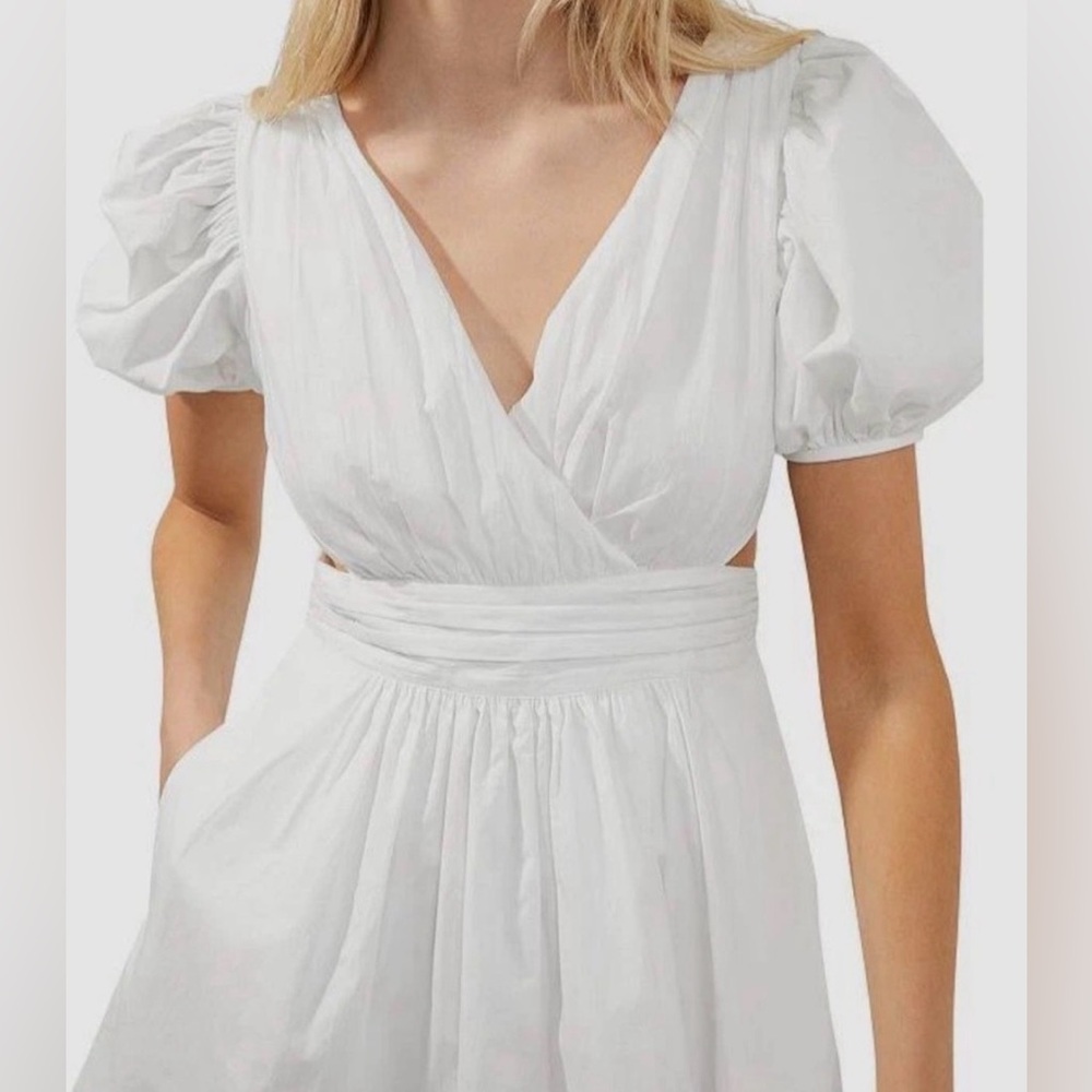 French Connection Rhodes 100% Organic Cotton Wrap Pleated Dress Med 8